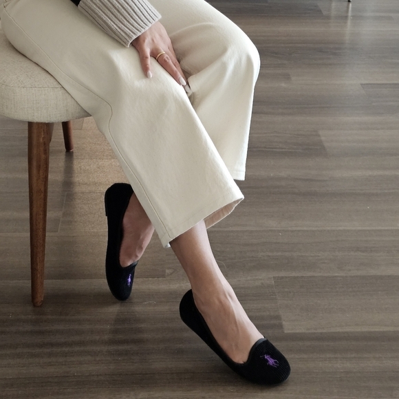 Ralph Lauren Jayde Black Corduroy Ballet Flats Size 5.5 - Picture 1 of 13